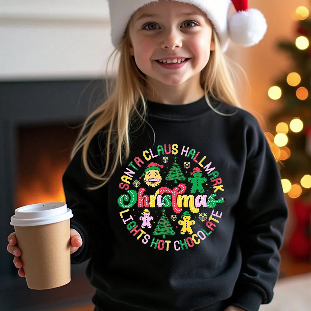 Sudadera navideña para niños con capucha, estampado Papá Noel - imagen 4