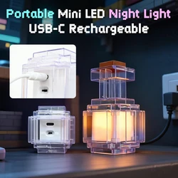 Luz nocturna infantil recargable estilo Minecraft pixel de colores