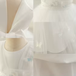 Vestido de princesa mariposa de tul fruncido sin mangas con cinturón