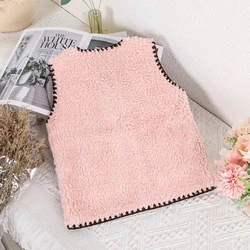 Chaleco polar de lana para niños con cuello en V