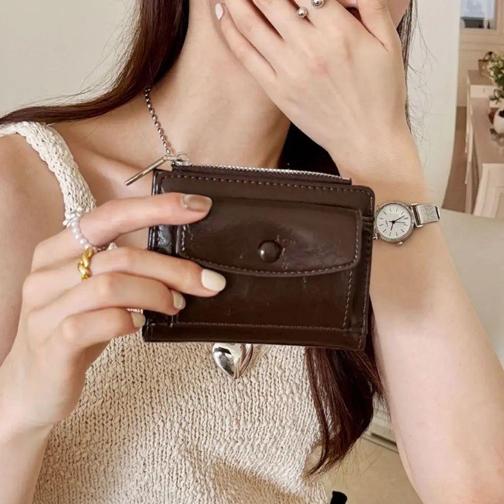 Cartera corta ultrafina de cuero PU con cremallera y monedero - imagen 2