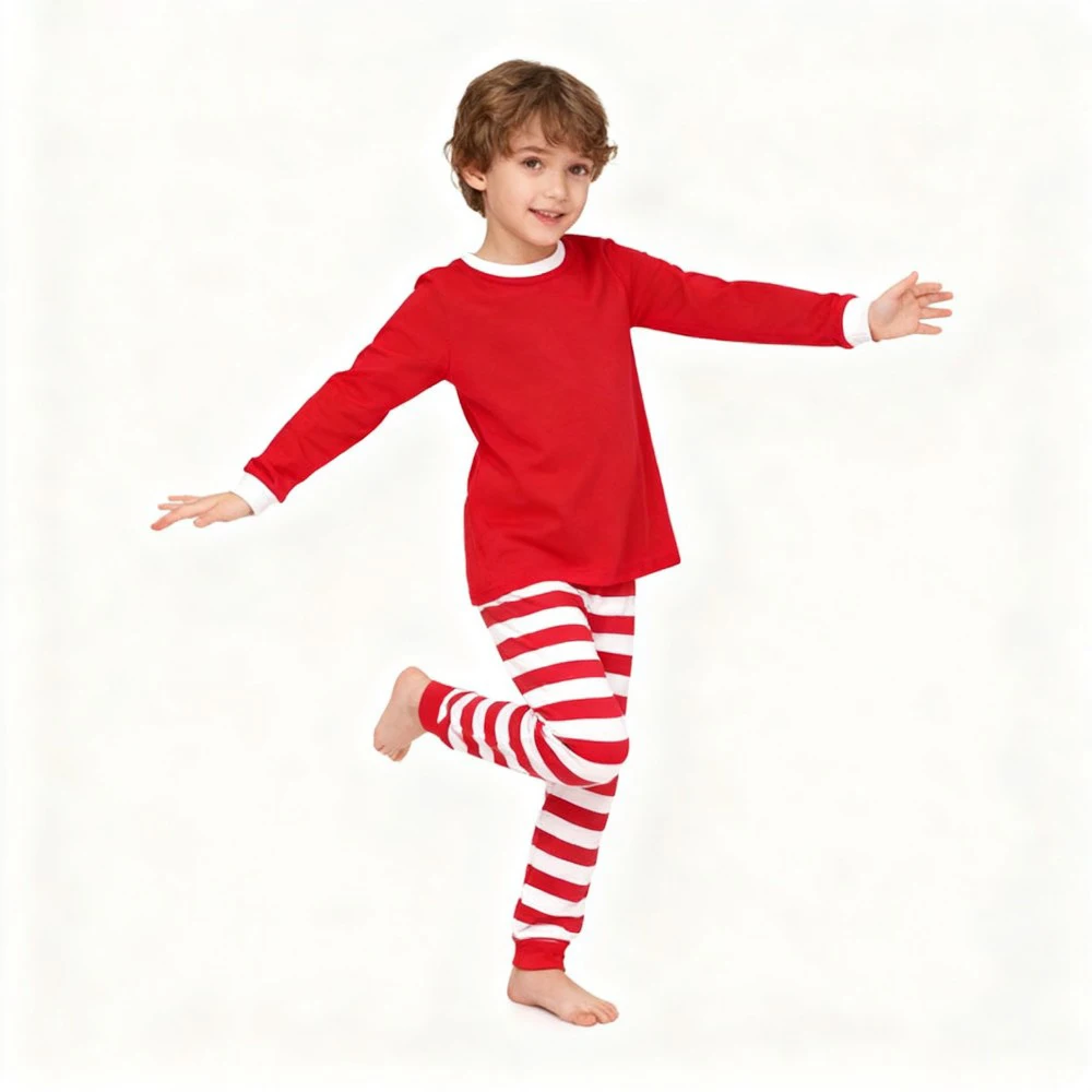 Pijama Navidad rayas top rojo para niños y niñas - imagen 3