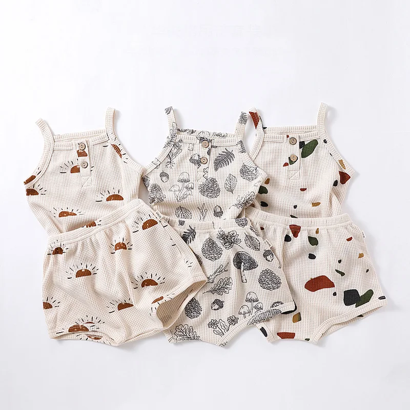 Conjunto verano Milangel para bebé – Camisola de gofres con shorts