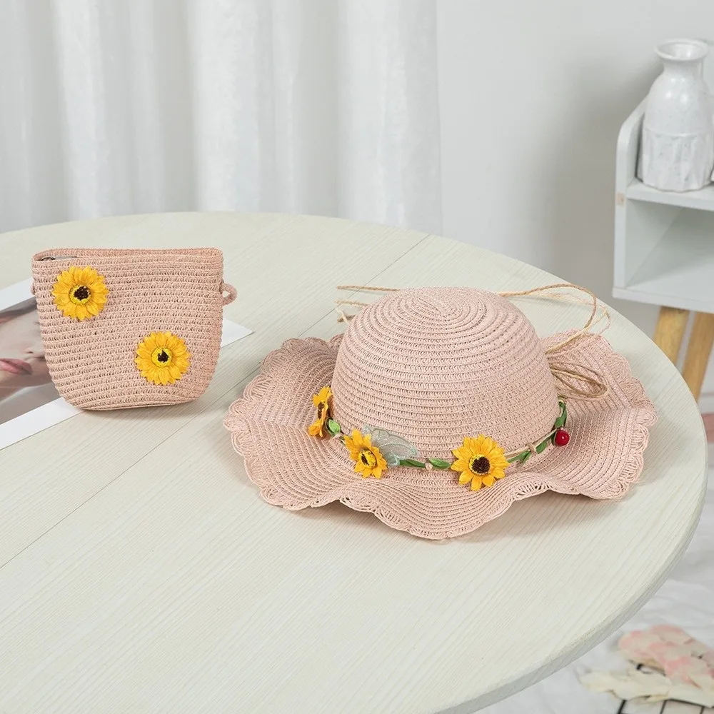 Sombrero infantil de paja con ala ancha girasol y protección solar - imagen 5