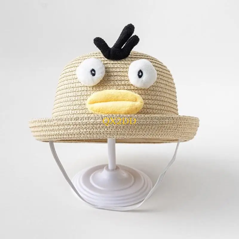 QX2D Sombrero de paja infantil tipo pescador artesanal con ala - imagen 5