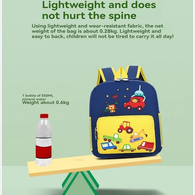Mochila escolar ligera para niños y niñas con dibujos de animales - imagen 3