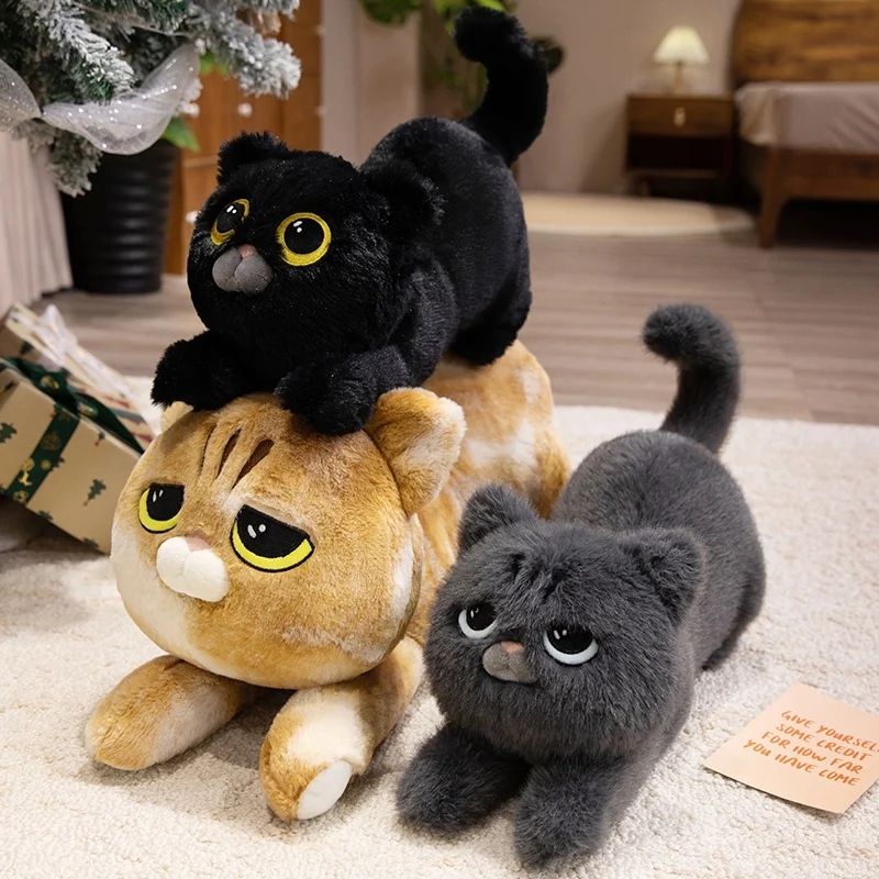 Almohada de peluche de gato tumbado suave, dibujo animado - imagen 3