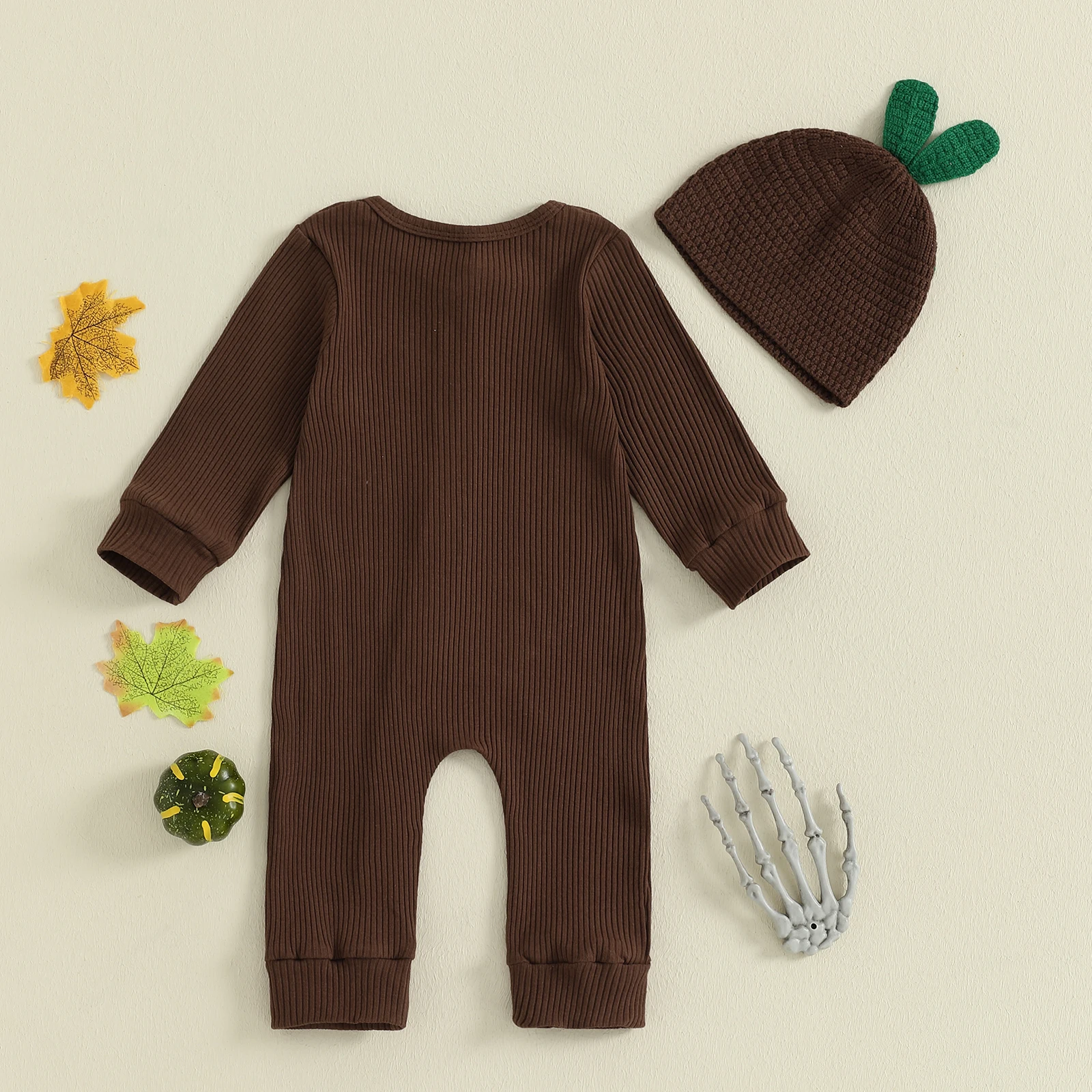 VISgogo mameluco acanalado de Halloween para bebés con cremallera