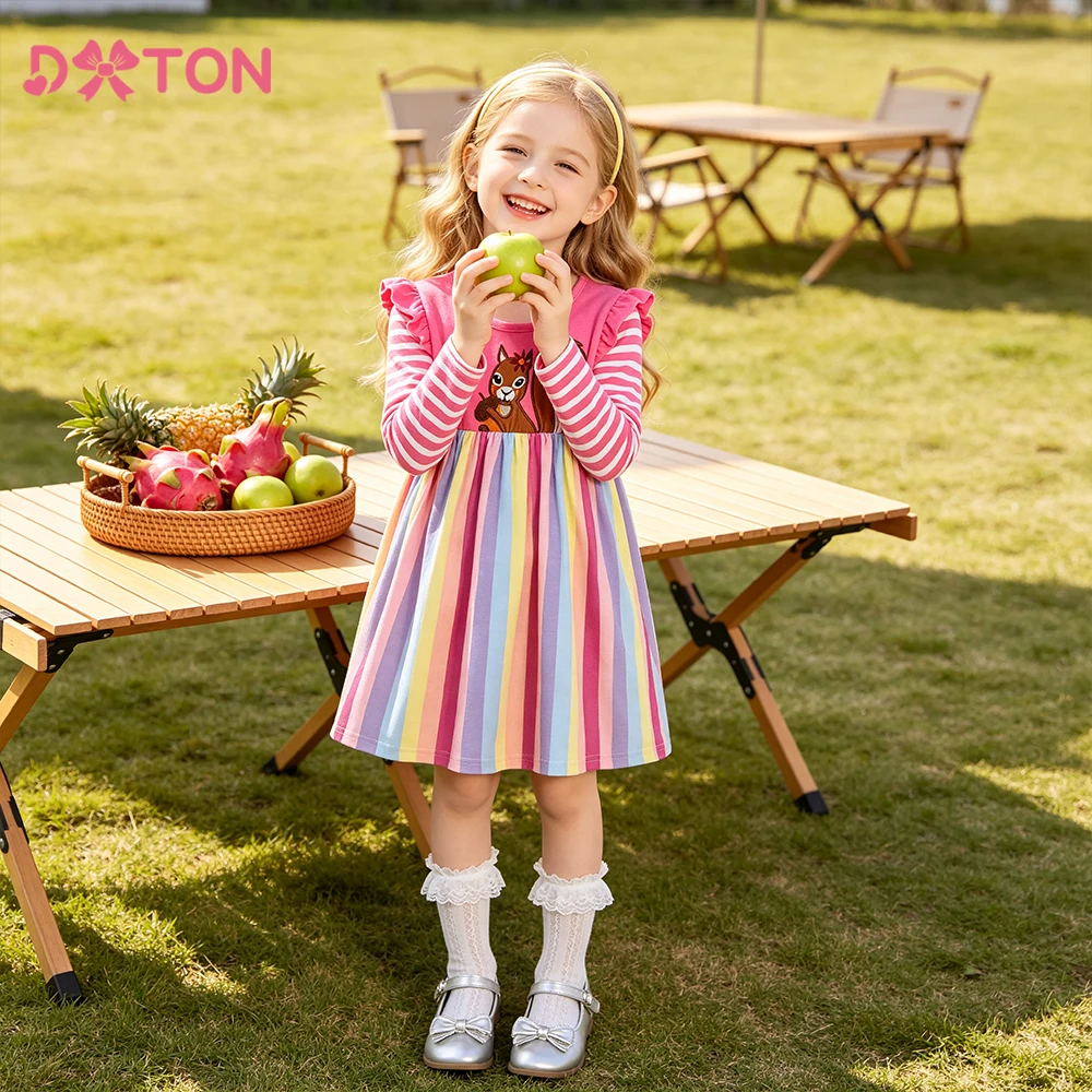 Vestido DXTON rayas manga larga niña escolar otoño - imagen 3