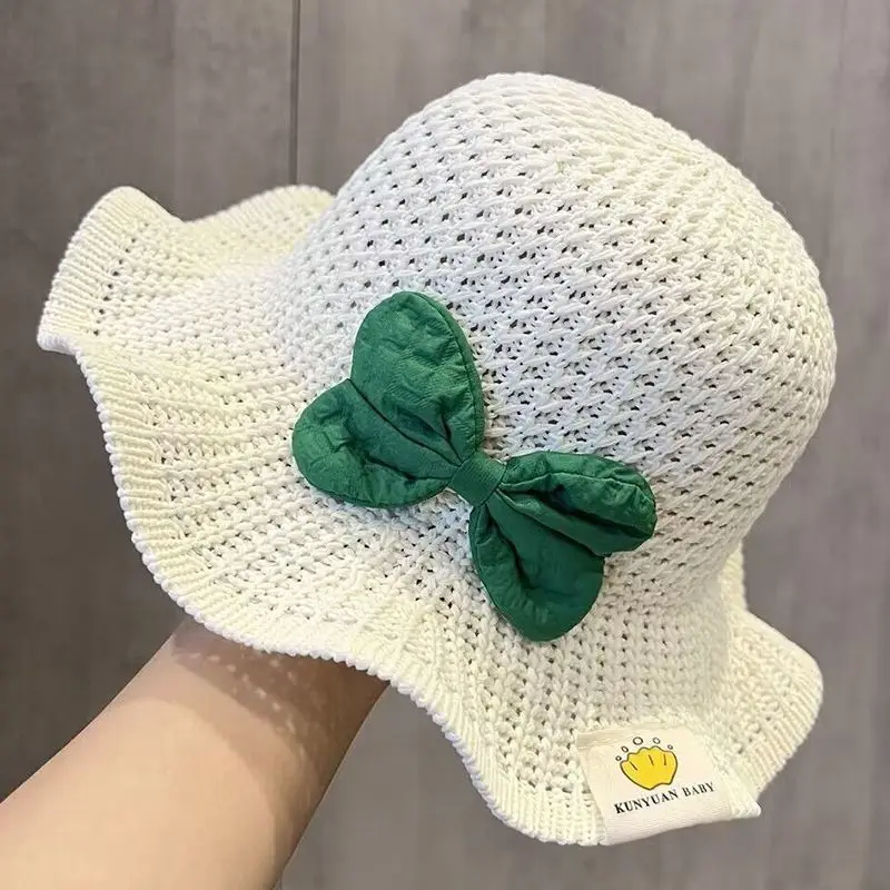 Sombrero de paja bebé con ala ancha transpirable y lazo grande - imagen 2