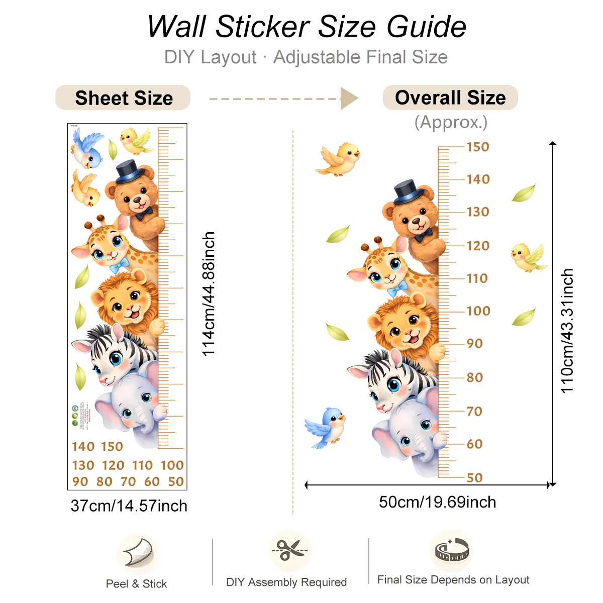 Pegatinas de pared infantiles con animales de dibujos animados - imagen 5