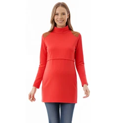 Vestido de lactancia cuello alto para invierno, maternidad y embarazo