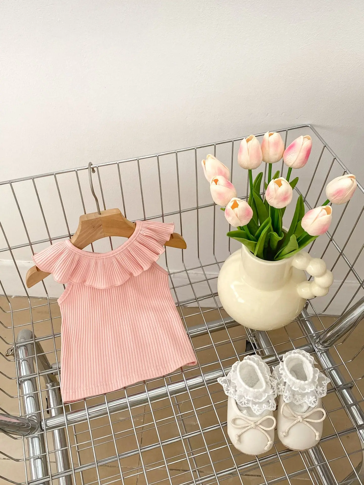 Camiseta de rayas con volantes para niña – Camiseta básica verano - imagen 4