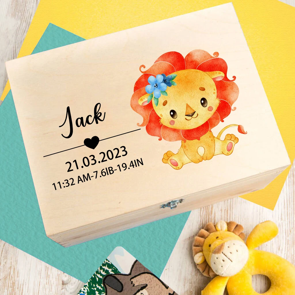 Caja con diseño de arcoíris
