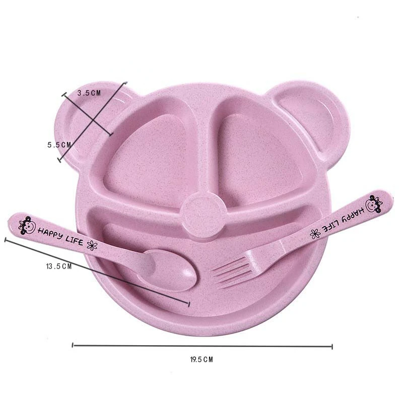 Plato infantil con ventosa y cuenco de trigo – Tenedor y cuchara - imagen 3