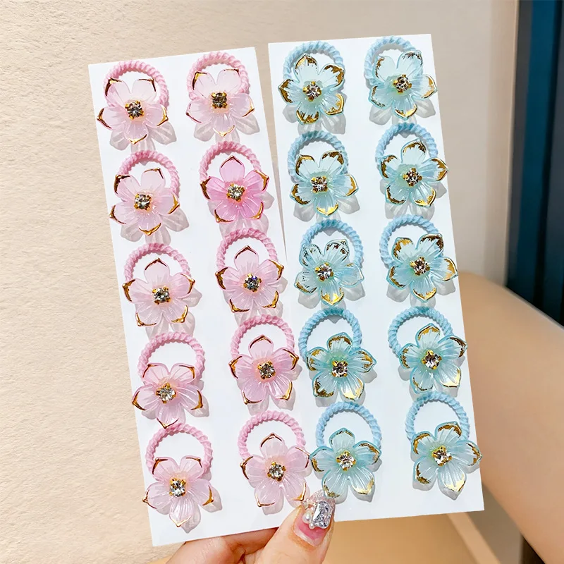 Ligas para el cabello niña elásticas duraderas con diamantes y flores - imagen 3