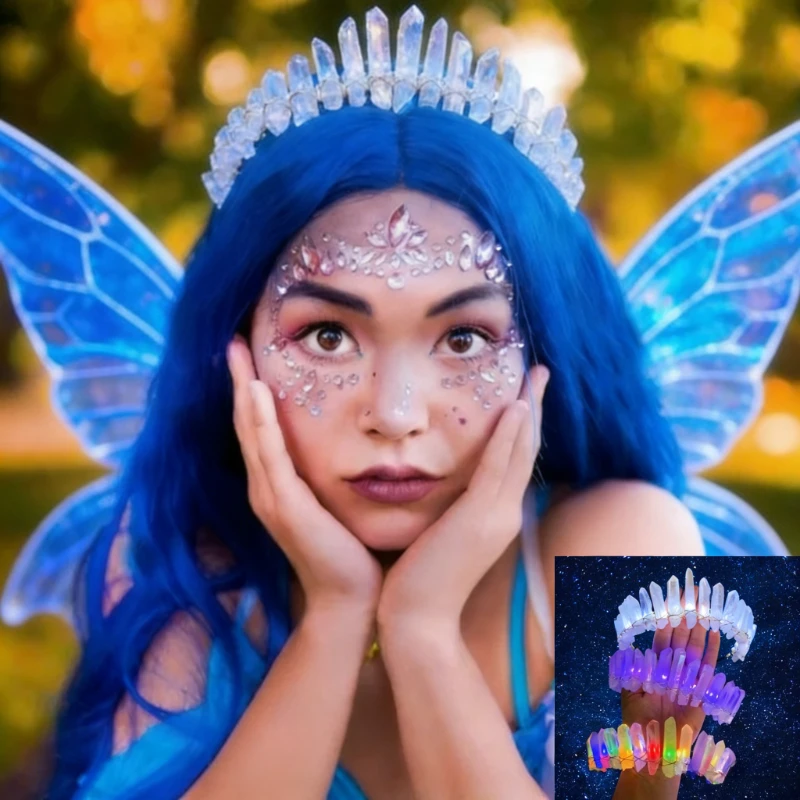 Diadema de cristal brillante con cuarzo ajustable y luz para niñas - imagen 4
