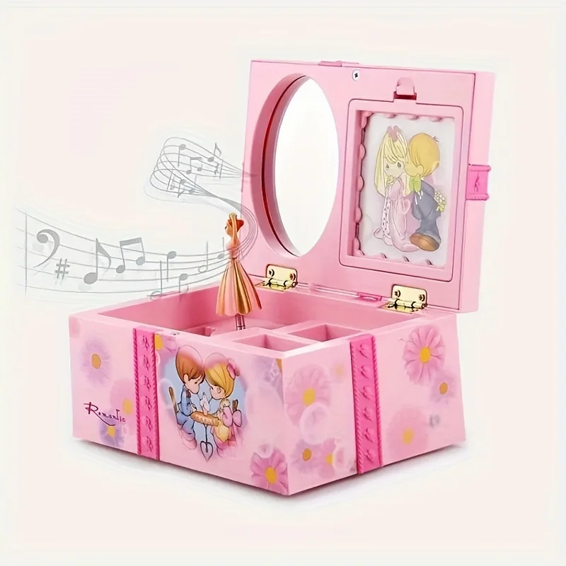 Caja de joyería musical para niñas con bailarina giratoria pequeña