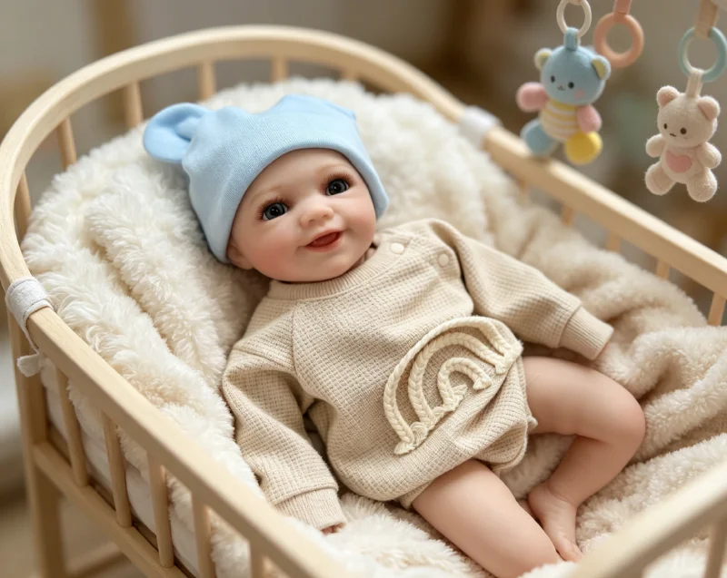 Muñeca bebé reborn realista de piel 3D sonriente y cabello pintado - imagen 4