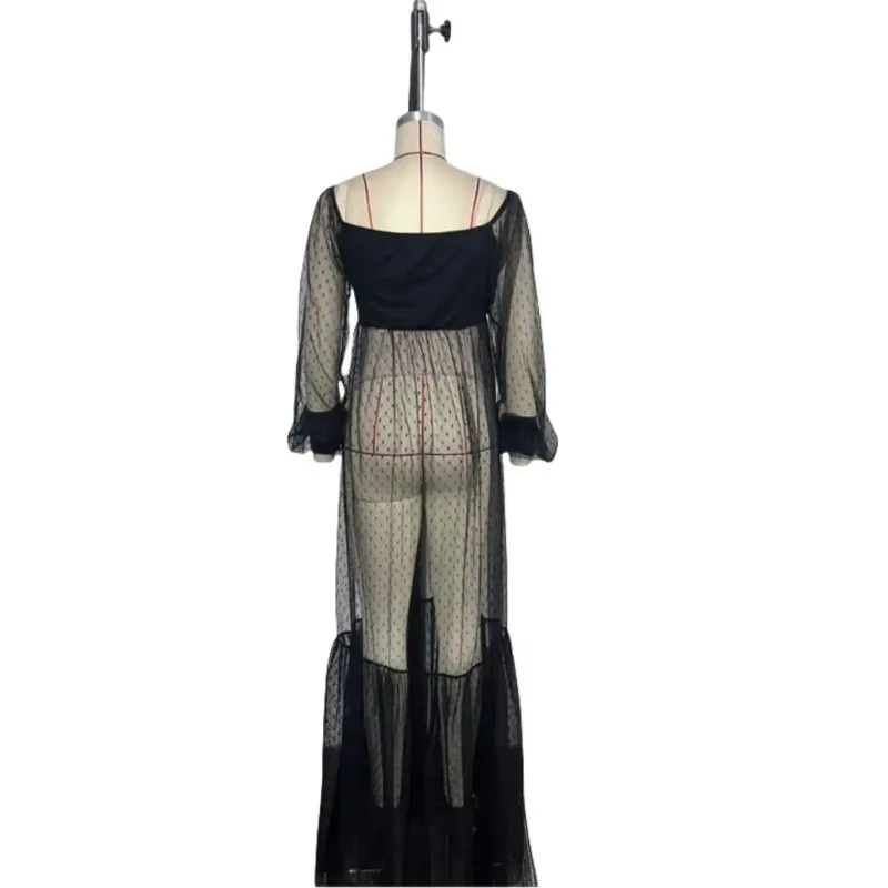Vestido maternidad suave para sesión de fotos con abertura V - imagen 4