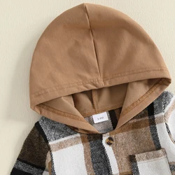 Tregren Conjunto de otoño para bebé con pelele y capucha a cuadros