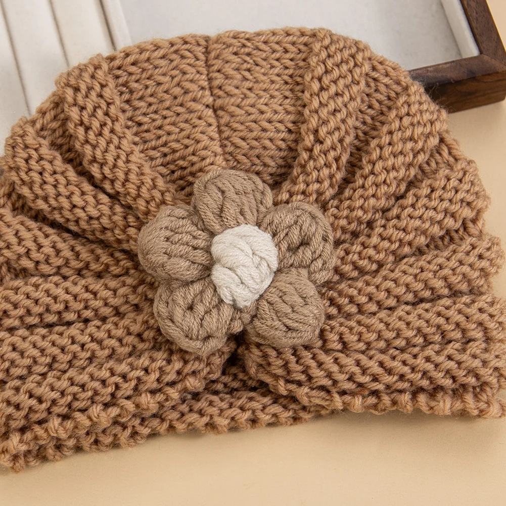 Turbante de ganchillo con flor para bebé – Invierno y otoño - imagen 5