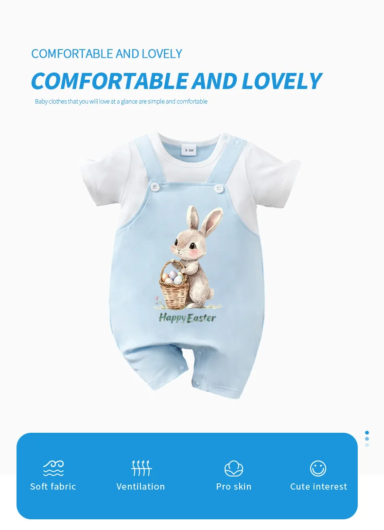Mono infantil con estampado de conejito y huevos de Pascua