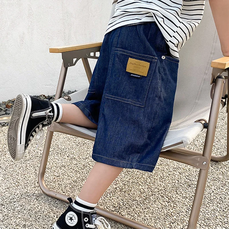 Pantalones cortos de mezclilla infantiles de algodón finos veraniegos - imagen 2