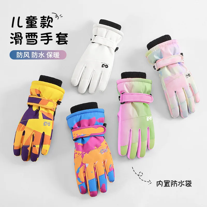 Guantes de esquí impermeables para niños con aislamiento y agarre