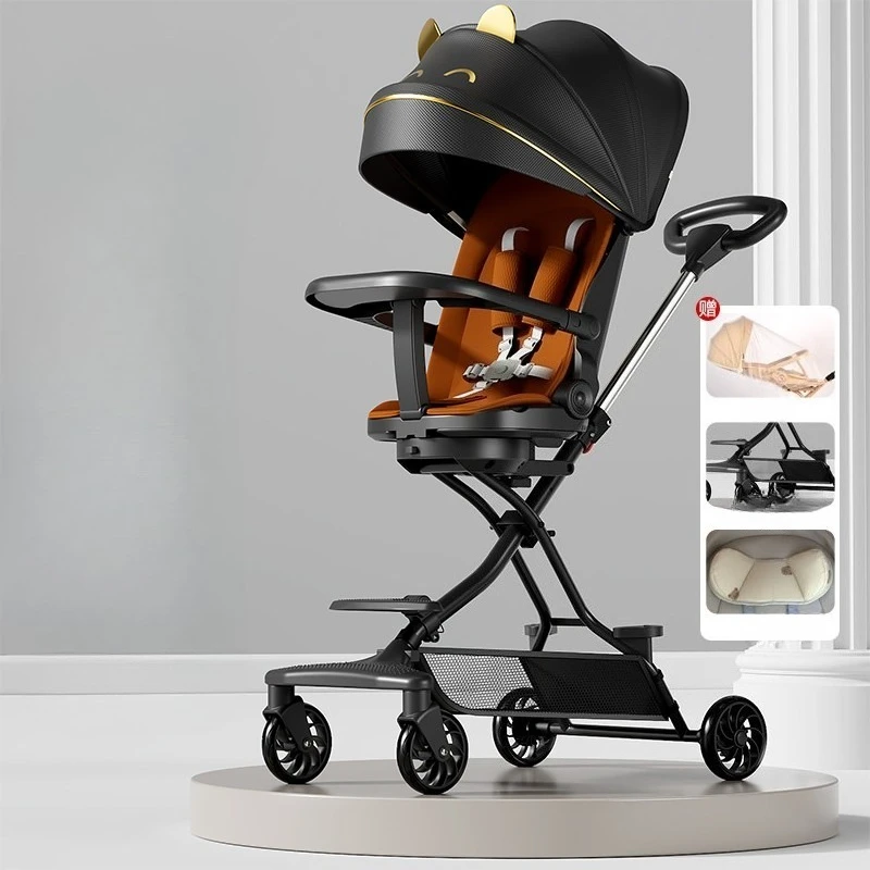 Cochecito ligero plegable con sillita giratoria 360° para bebé - imagen 5