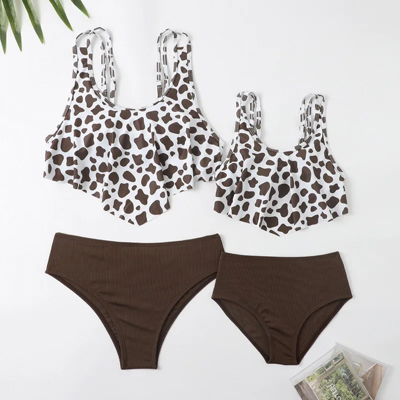 Trajes de baño madre e hija a juego – Bikini dividido con volantes
