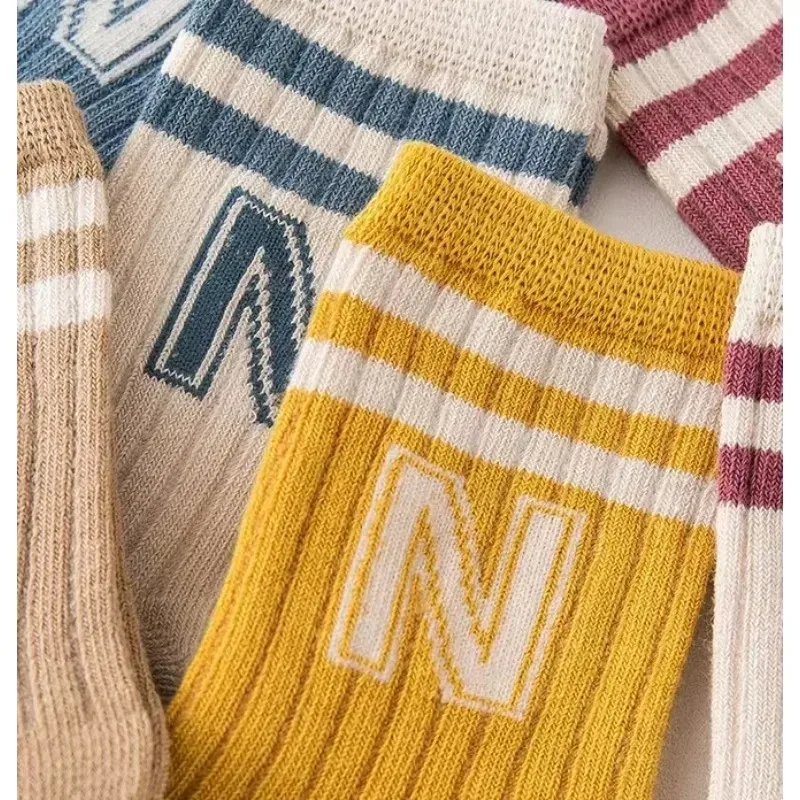 Calcetines de algodón para bebé con letras, suaves en punto tubo medio - imagen 5