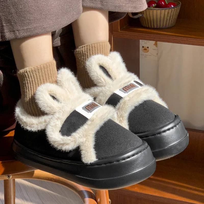 Pantuflas de casa para niñas – Cálidas con orejas de conejo para invierno - imagen 2