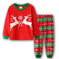 Conjunto de ropa de Navidad para niños de dos piezas con manga larga y dibujos animados