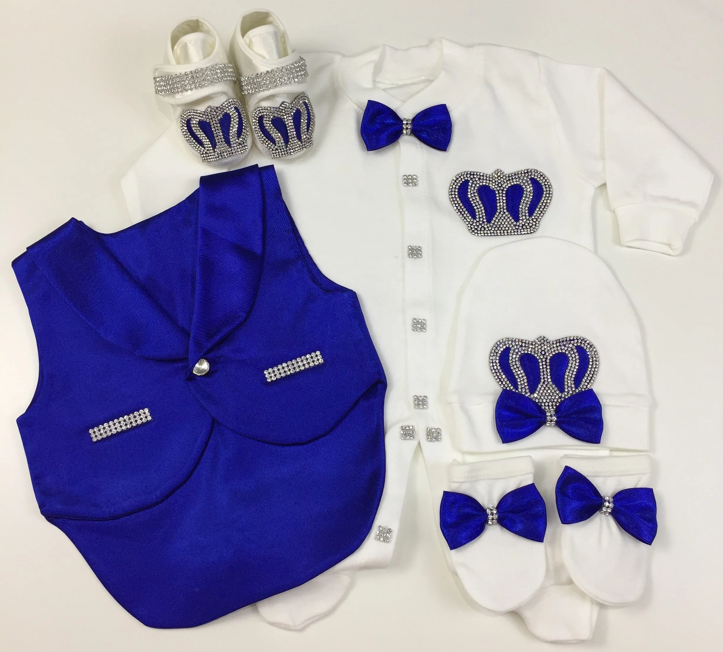 Conjunto recién nacido ropa de burbuja manga larga con corona - imagen 2