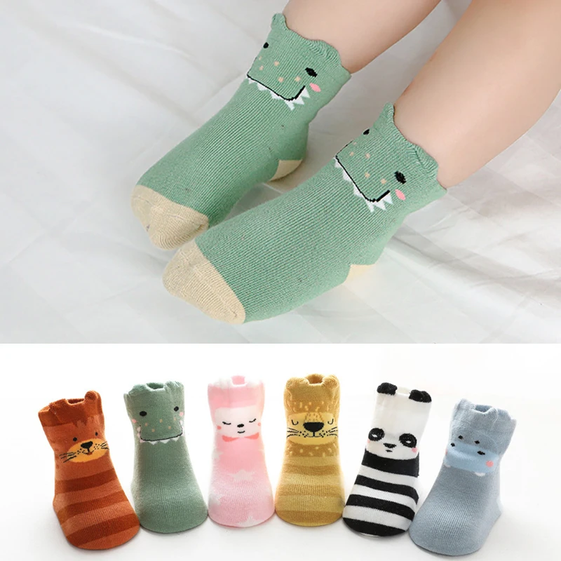 Calcetines antideslizantes de algodón con animales para niños