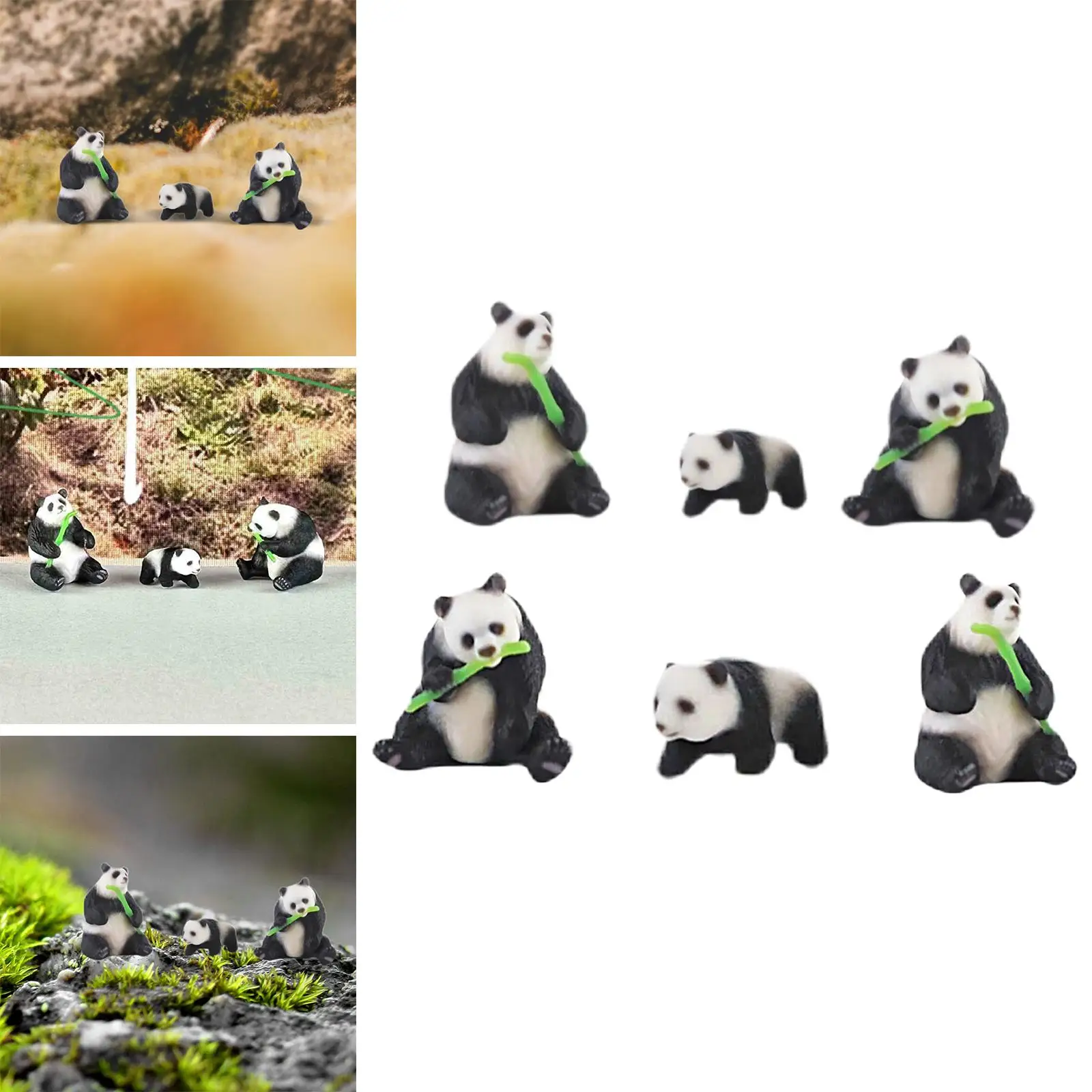 Miniature Resin Pandas Mini Animal Ornament 1/87 Scale Home Decoration Miniature Resin Pandas Mini Animal Ornament 1/87 Scale Home Decoration