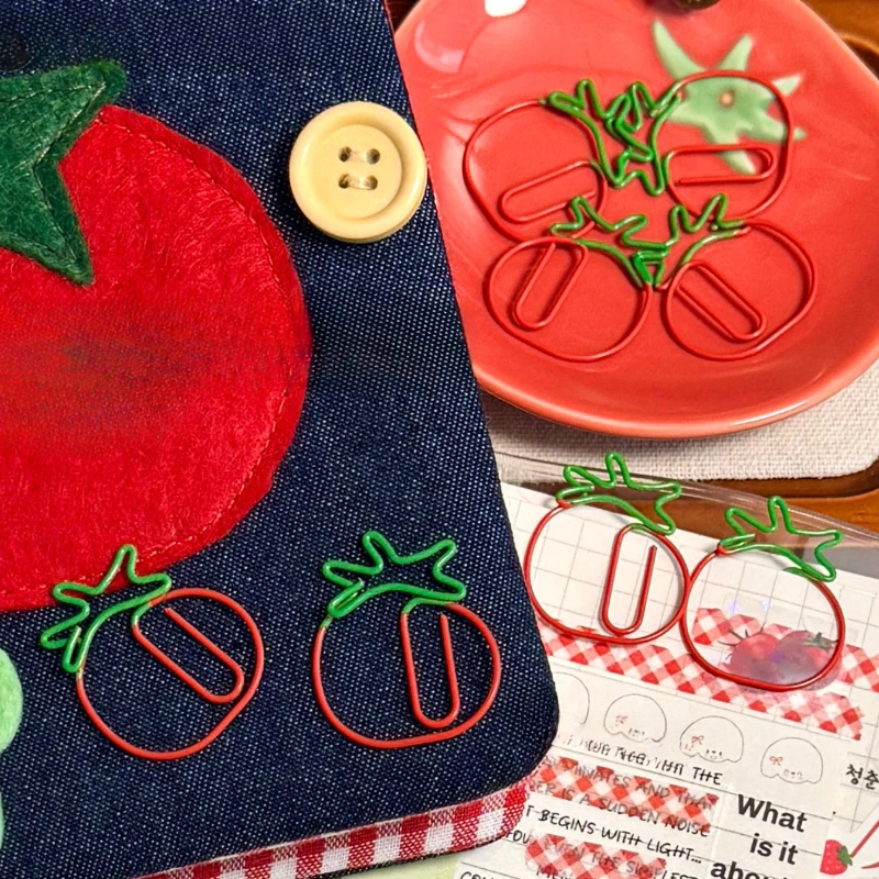 Clips de papel con forma de fruta – Tomate, fresa y cereza - imagen 4
