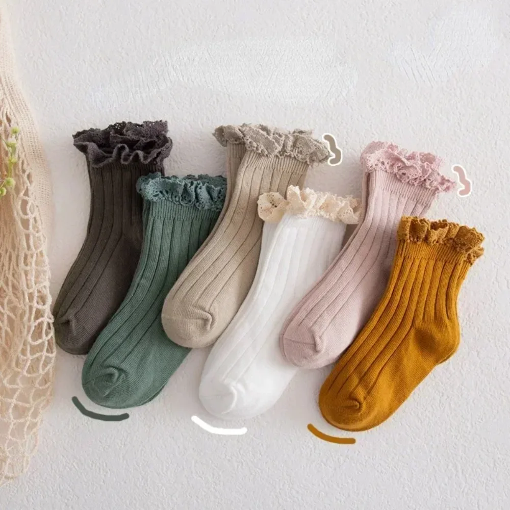 Calcetines de bebé con encaje y volantes vintage para otoño e invierno - imagen 5