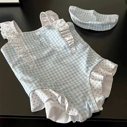 Bañador de una pieza para niña con encaje y pajarita