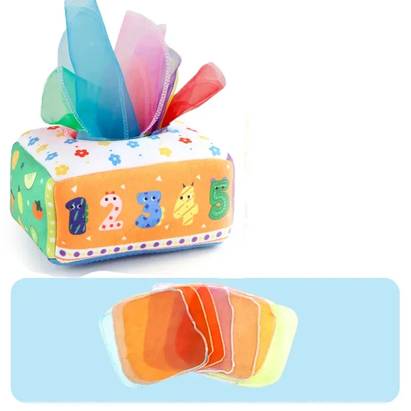 Juguete Montessori para bebé: caja de pañuelos sensorial - imagen 3