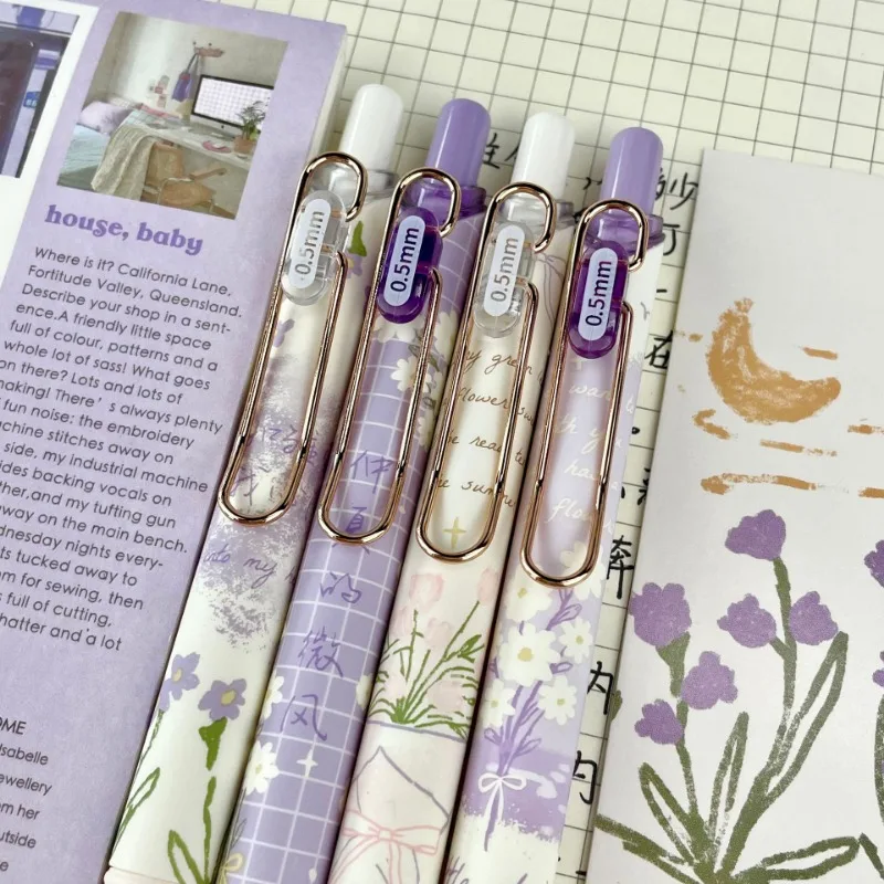 Bolígrafo gel floral retráctil – tinta negra punta fina secado rápido - imagen 3