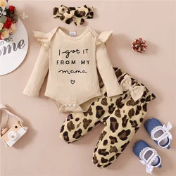 Conjunto leopardo recién nacida 0-18 meses con mono y diadema
