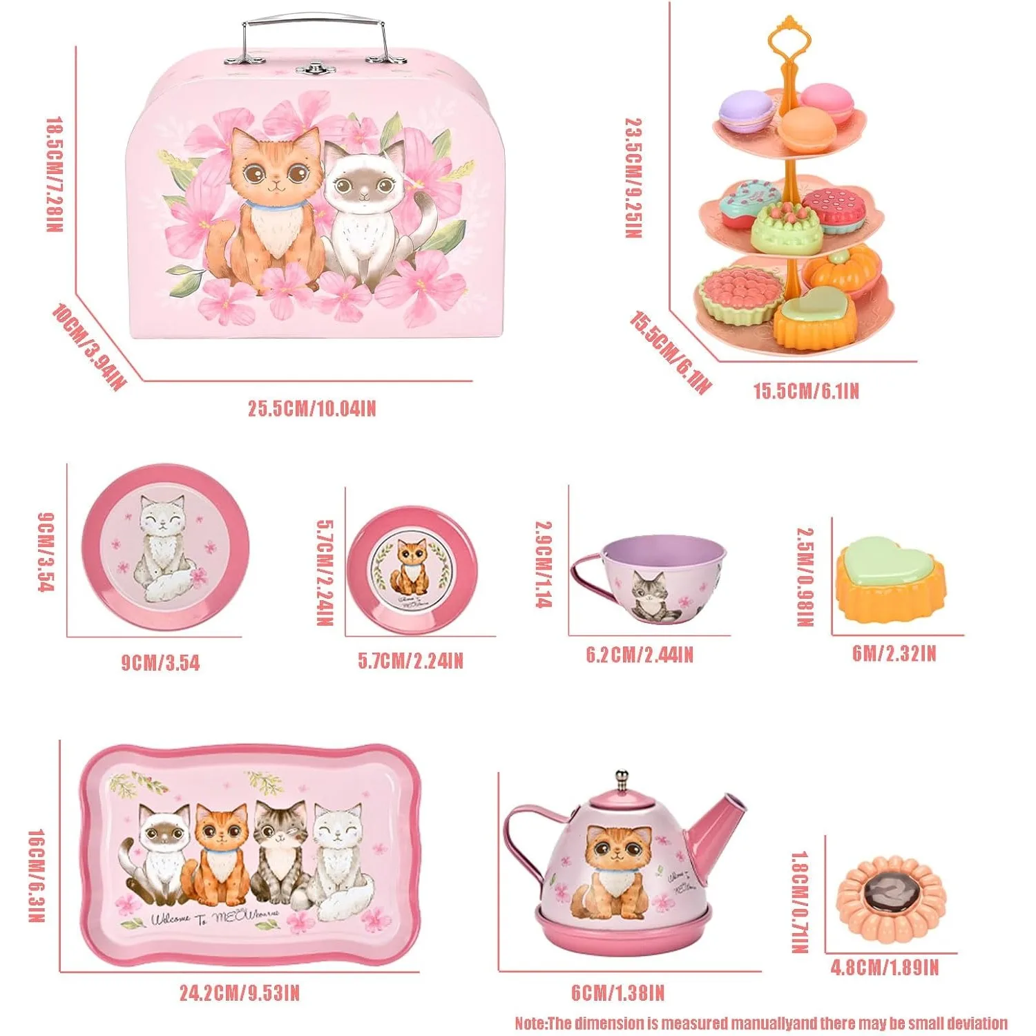 Juego de té infantil con gato, princesa y vajilla en colores - imagen 2