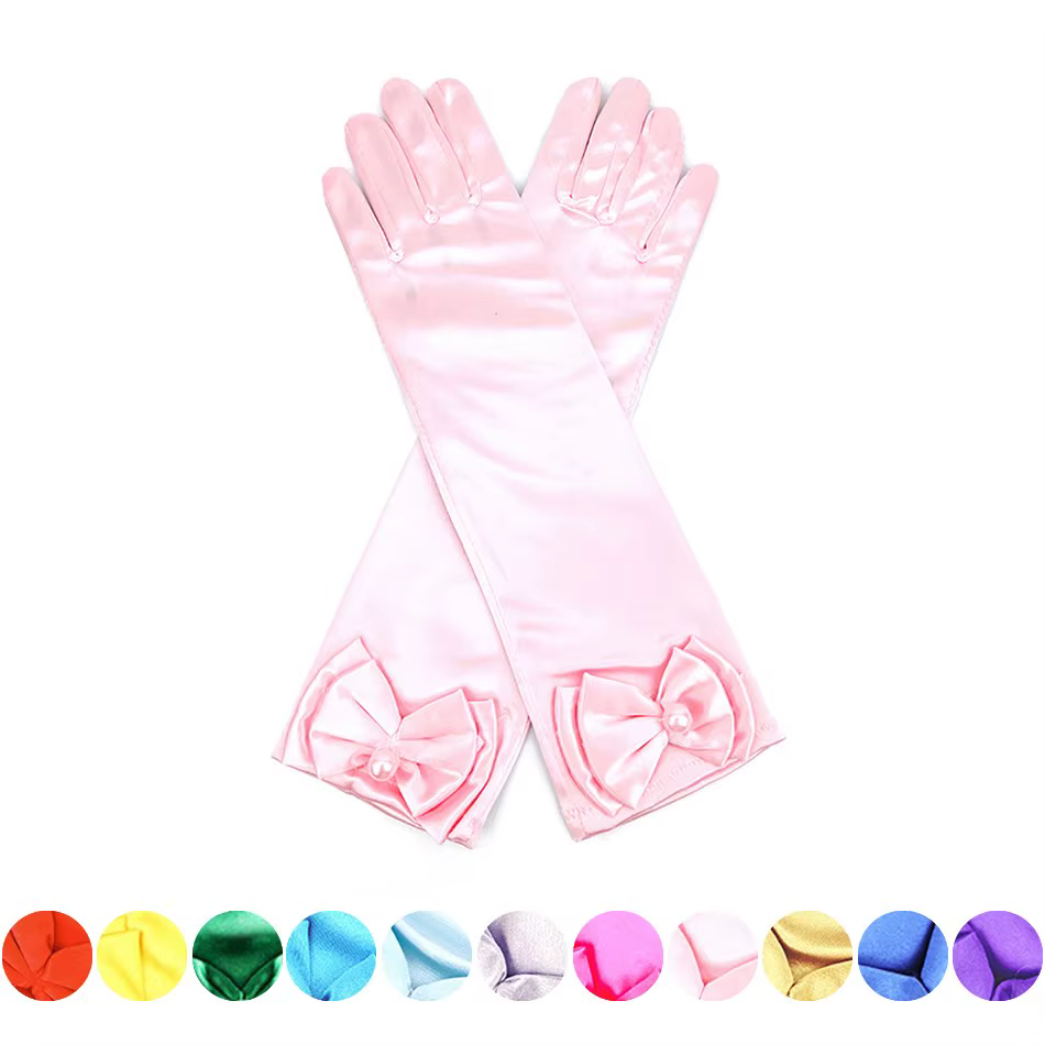 Guantes de Cenicienta con lazo de satén para disfraz de princesa