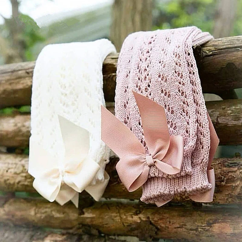 Calcetines largos con lazo para niña – Verano transpirable de algodón suave - imagen 5