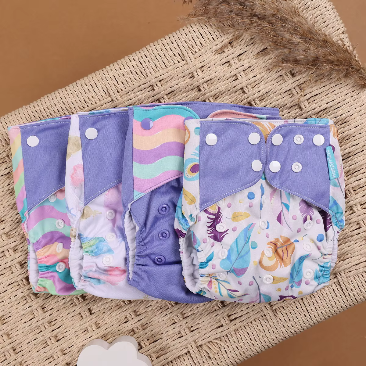 HappyFlute Conjunto reutilizable de 4 piezas para bebé en gamuza - imagen 3