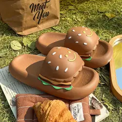 Pantuflas antideslizantes de bebé con diseño hamburguesa sésamo