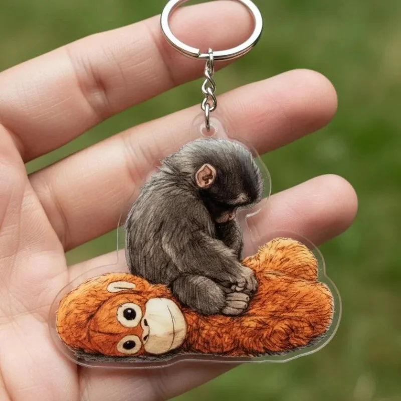 Llavero de acrílico con mono divertido para mochila y llaves - imagen 2