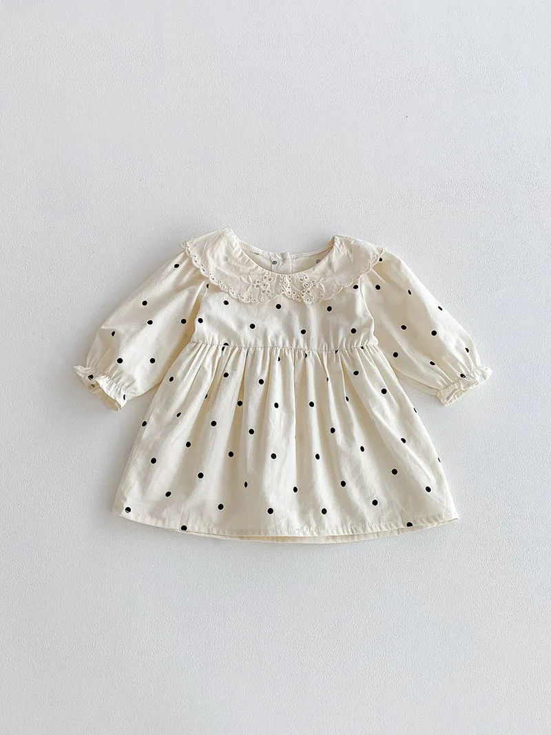 MILANCEL Vestido bebé niña otoño con lunares estilo princesa